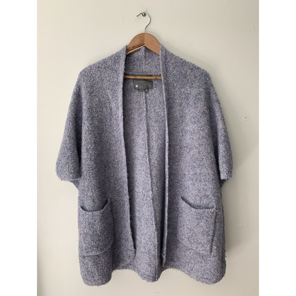 By Anthropologie Look By M Boucle Kimono Sweater Purple One Size Open Front Cozy